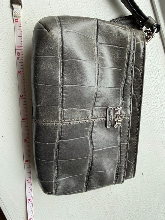 Coach Accessories - Coach Gray Madison Croc Embossed Wristlet